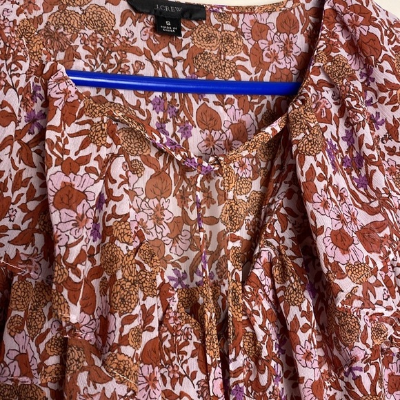 J Crew Ruffle crinkle chiffon top in fête floral Size small - Picture 8 of 17